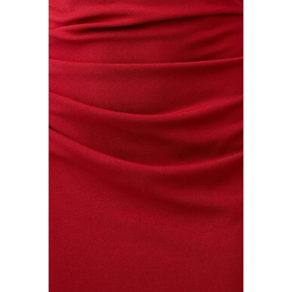 KATIE MAY Ashun Knot Back Bodycon Midi Dress Brick Womens Size XS - Image 4