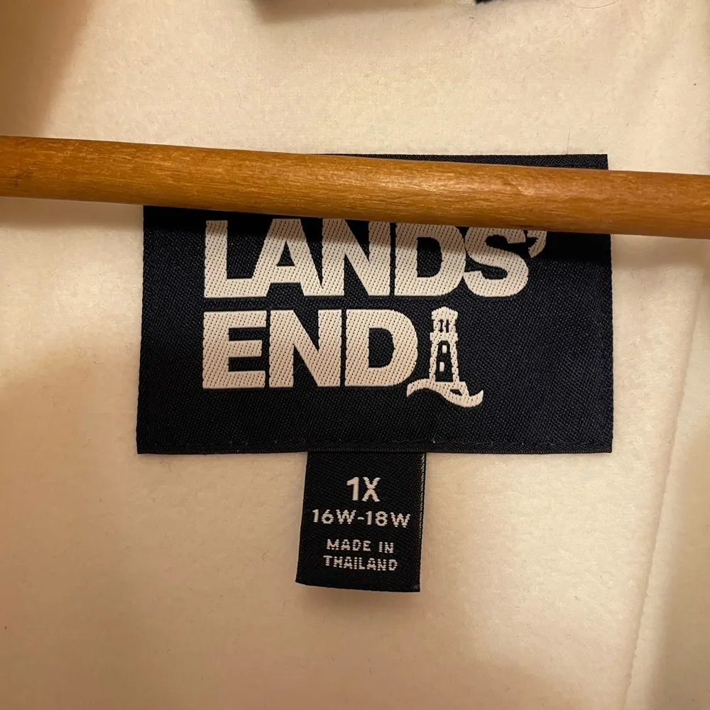 Lands' End Winter White Squall Parka Coat Hood Full Zip & Button Light Lining 1X - Image 6