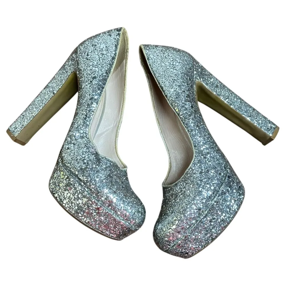 Miu Miu Silver Glitter Platform Heels Size 36.5 Pumps - Image 4