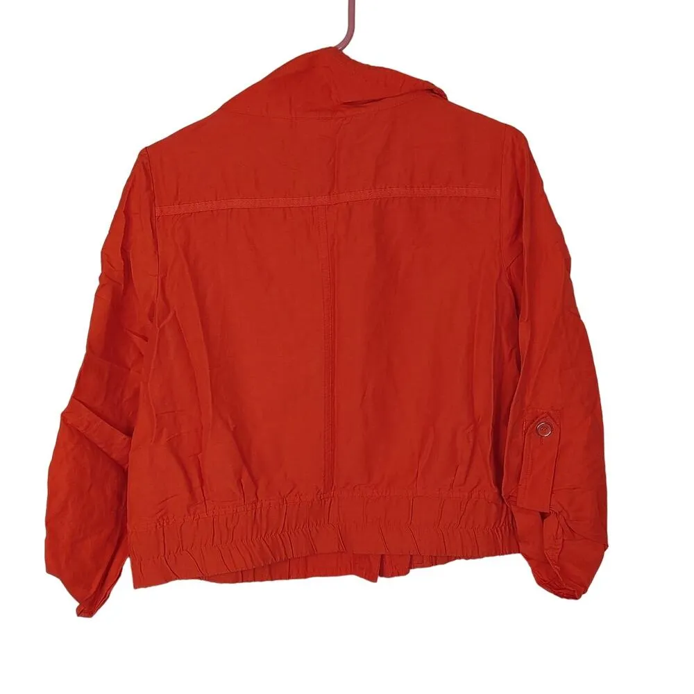 Chico’s Bright Red Jacket Thread Button Size 1 Blazer Summer Vanithy Sizing - Image 2