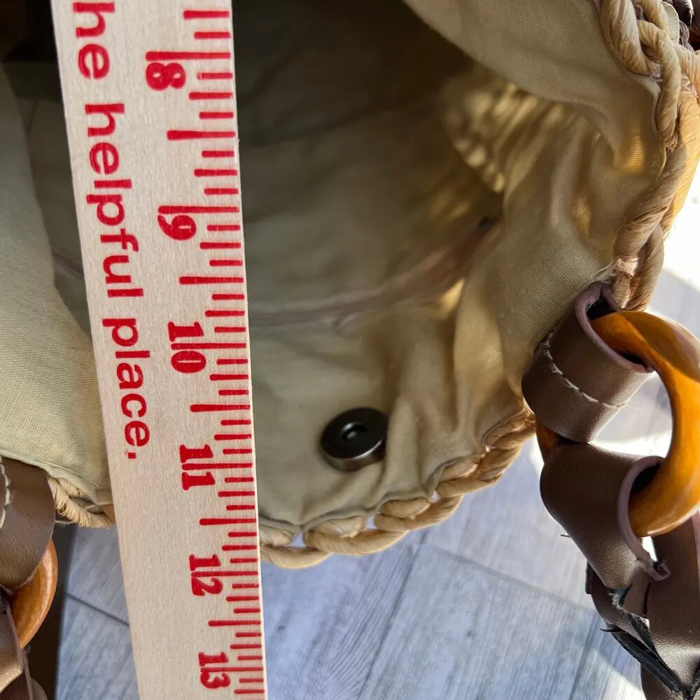 Medium Everyday Straw Woven Summer Shoulder Purse Handbag Coco Brown - Image 11