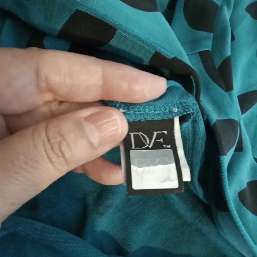 DVF Diane Von Furstenberg Julian Silk Wrap Dress Leaves Teal Size 2 Women - Image 7