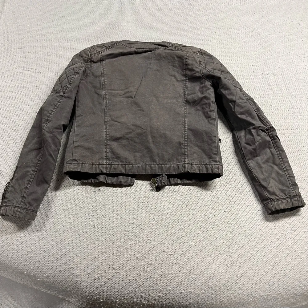 Gap  Dark Gray Charcoal Quilted Cargo Moto Jacket 100% Cotton Size 2 EUC - Image 2