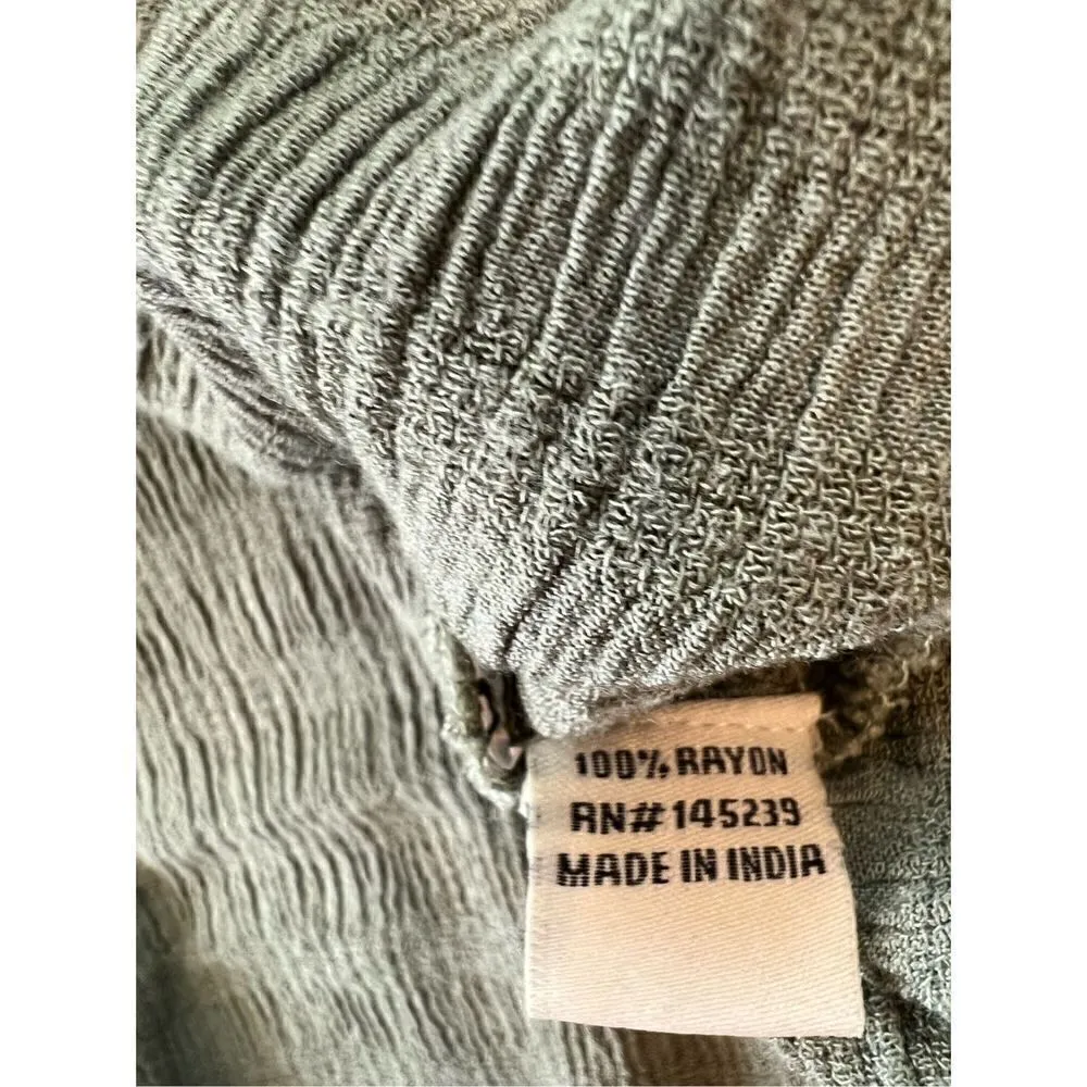 Sim & Sam Green Ruched Fabric Long Sleeve Boho Top Small - Image 7