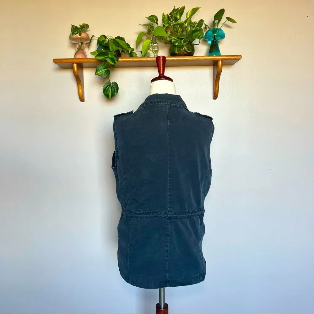 Swoon Black Vest with Cinched Tied Waist with Buttons and Pockets Size M - Image 6