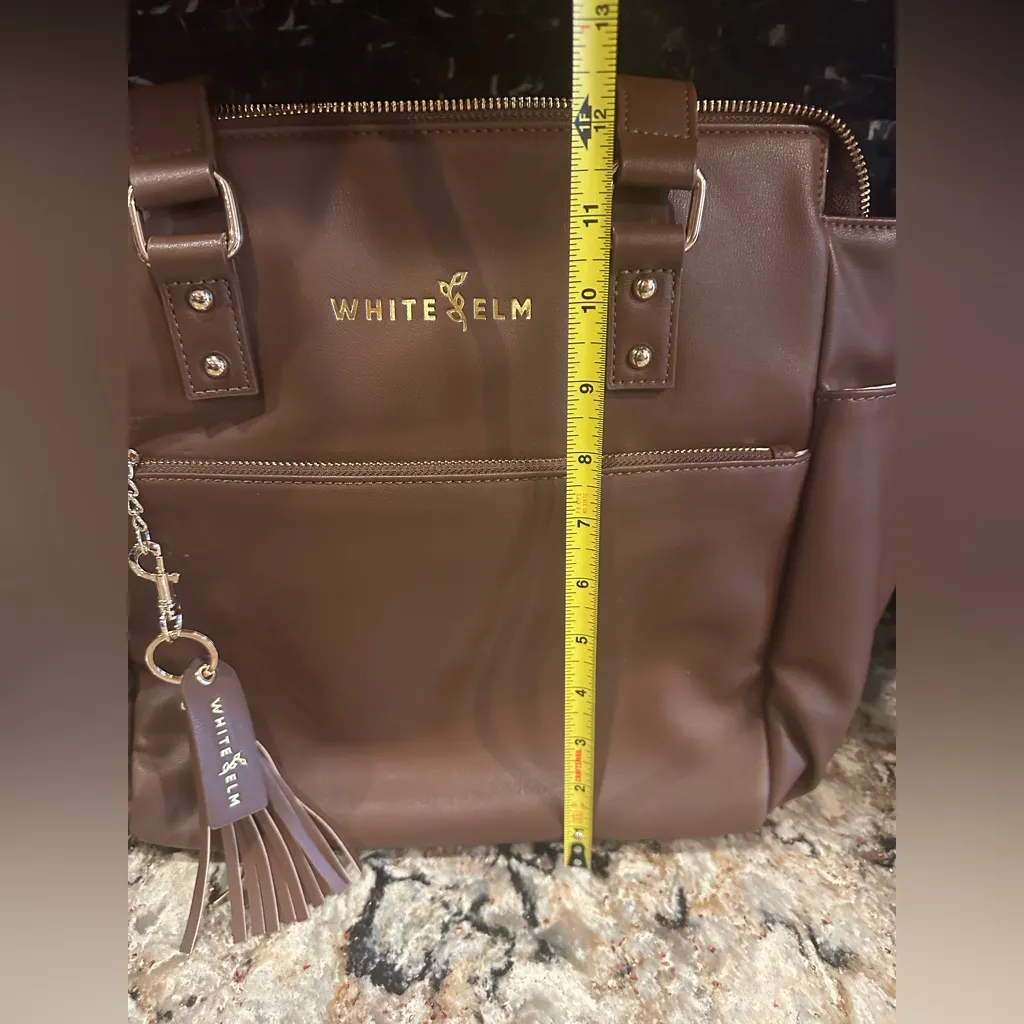 White Elm Gemini Mini Bag Purse Convertible Backpack Travel Caramel Vegan Brown - Image 9