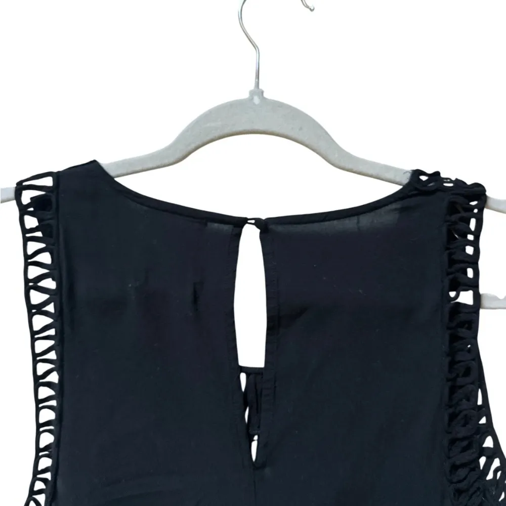 Mermaid x Anthropologie Macrame Black Maxi Dress Sz M Boho Beachy Cottage Resort - Image 8