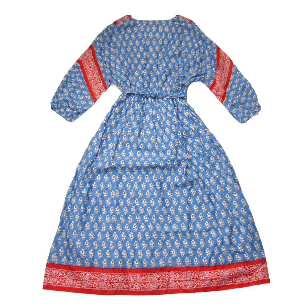 NWT J.Crew V-neck Cover-up Midi in Red Blue Classic Block Print Dress S - Image 6