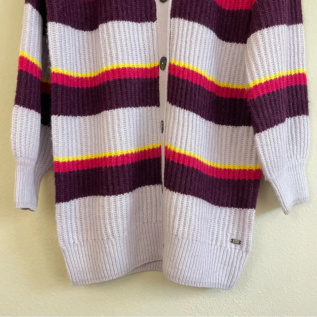 NWT Scotch & Soda Striped Fuzzy V Neck Slouchy Cardigan Size M - Image 7
