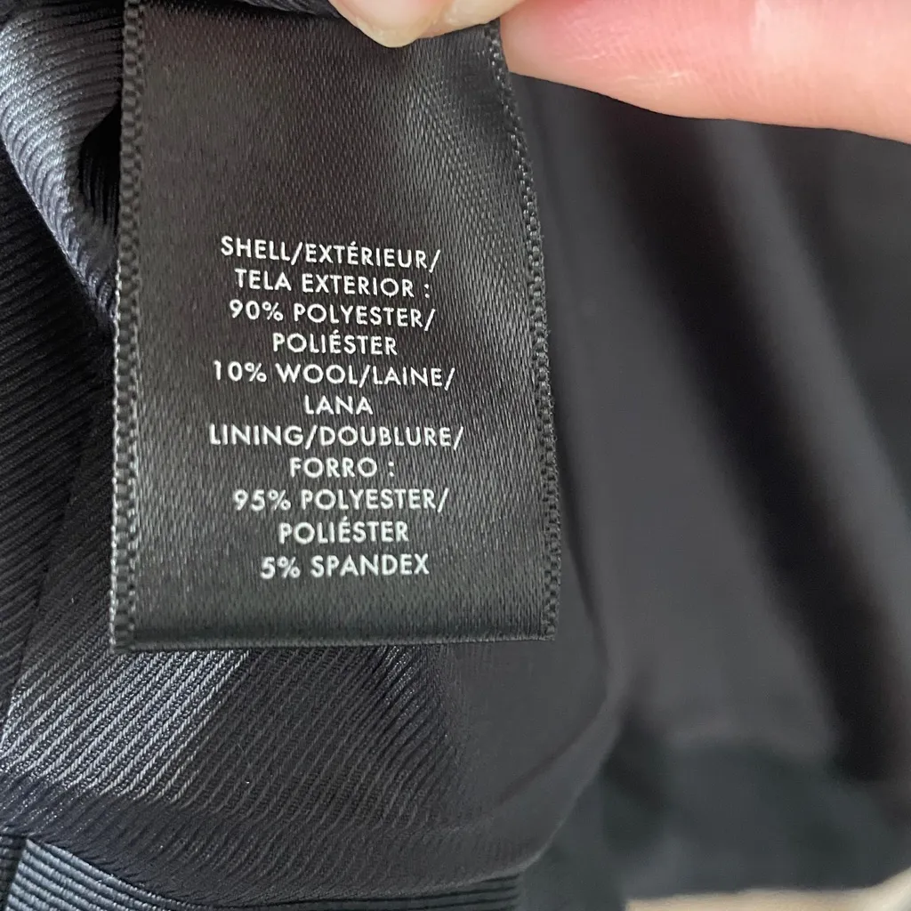 ANN TAYLOR Navy Blue Wool Blend Zip Up Trench Jacket Size Large Deep Pockets - Image 7