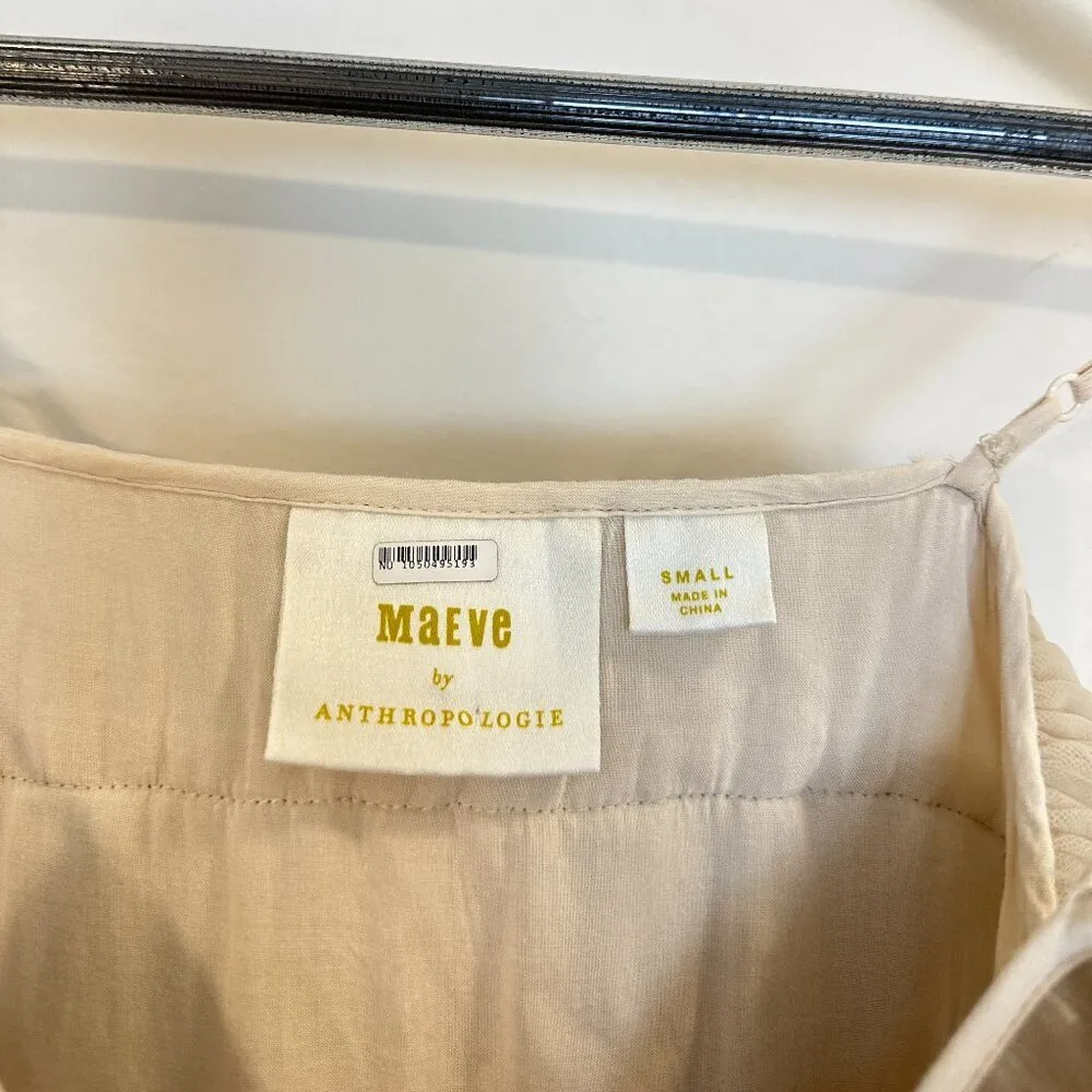 MAEVE by Anthropologie Tiered Tulle Mini Dress in Taupe Size Small - Image 6