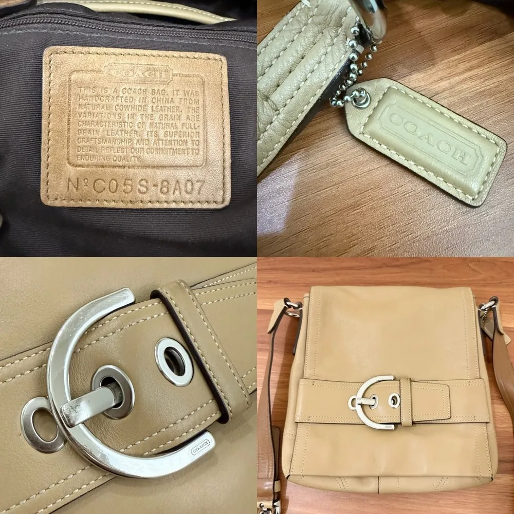 Vintage COACH 8A07 Soho Flap Butter Beige Soft Leather Messenger Shoulder Bag - Image 8
