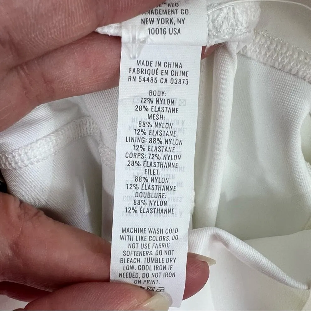 Offline By Aerie Goals 7/8 Leggings White High Rise Mesh Pockets Size L NEW - Image 14