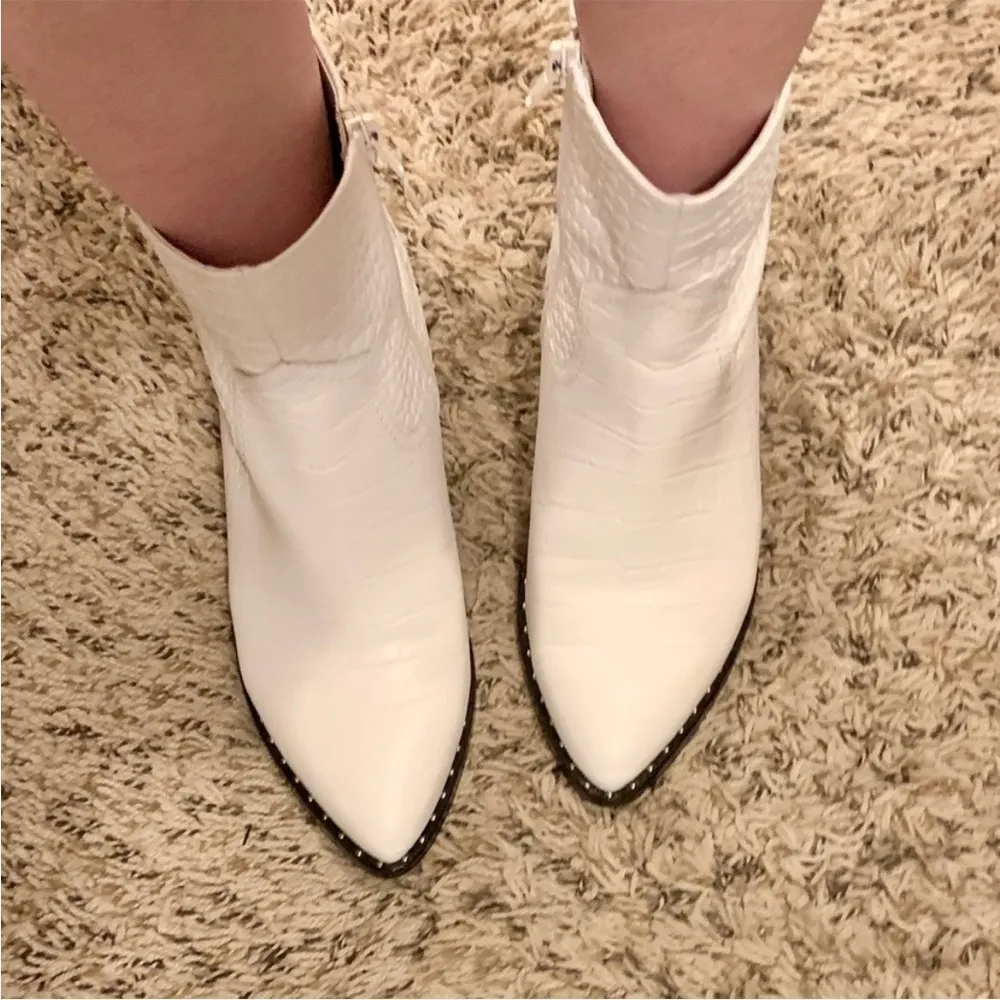 Something Navy Wesley White Cowboy‎ Booties 7.5 - Image 3