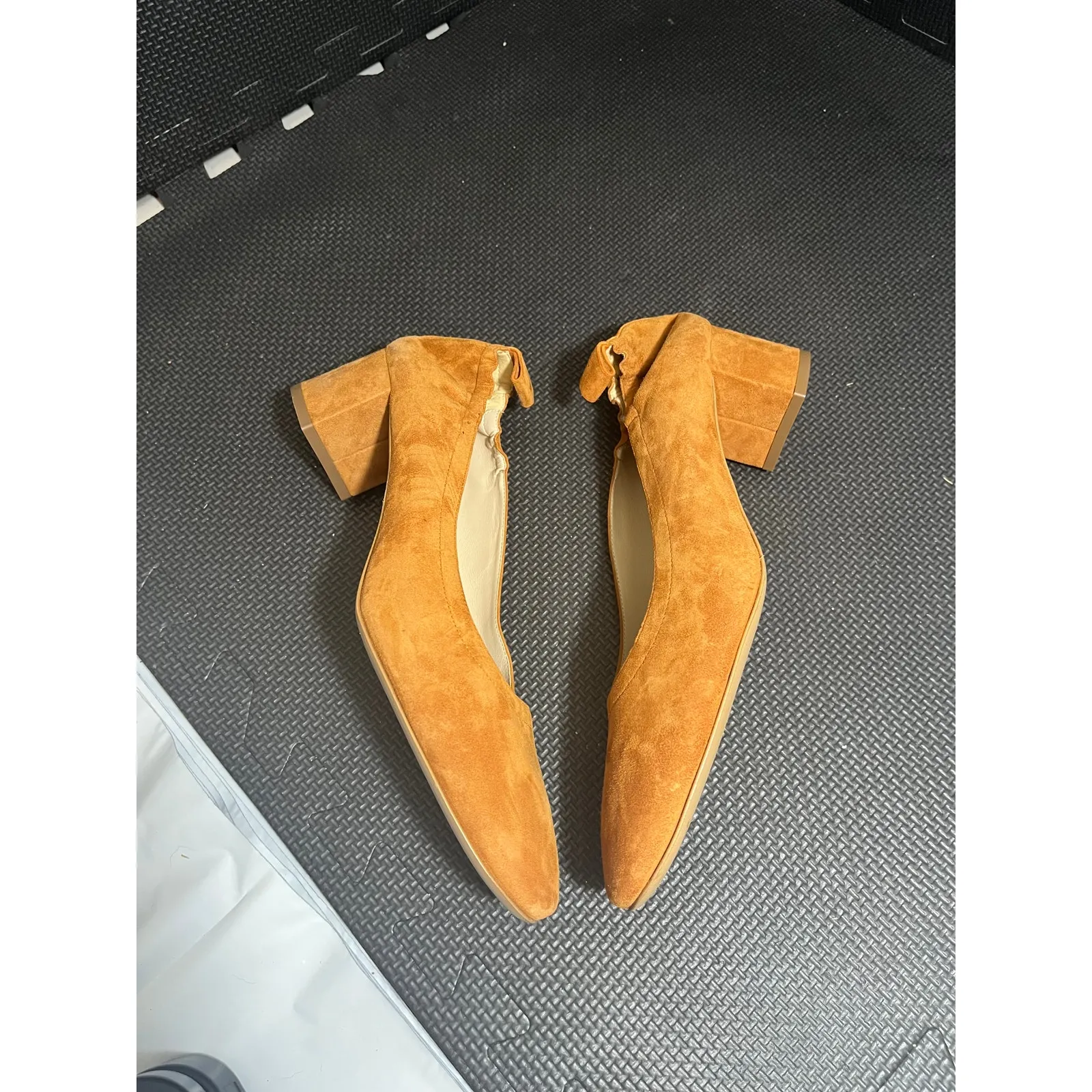 Everlane The Day Heel Women 11 Orange Suede Leather Pumps Cinch Heel Block Shoes - Image 5