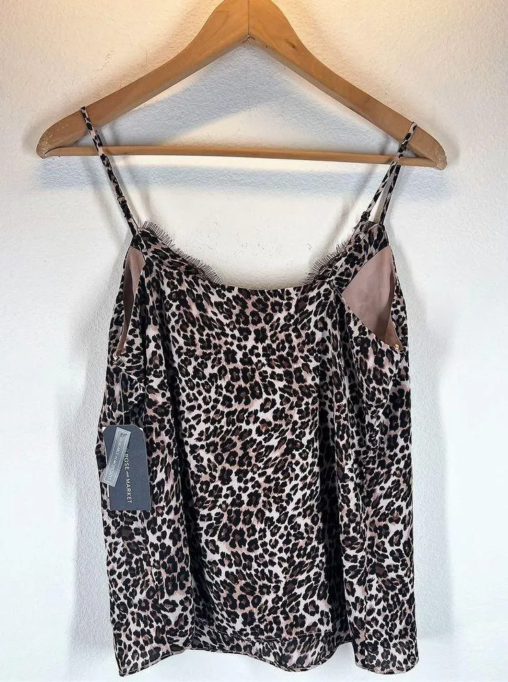 Melrose & Market Nordstrom NWT Small Leopard Cheetah Print Lace Cami Tank Top - Image 5