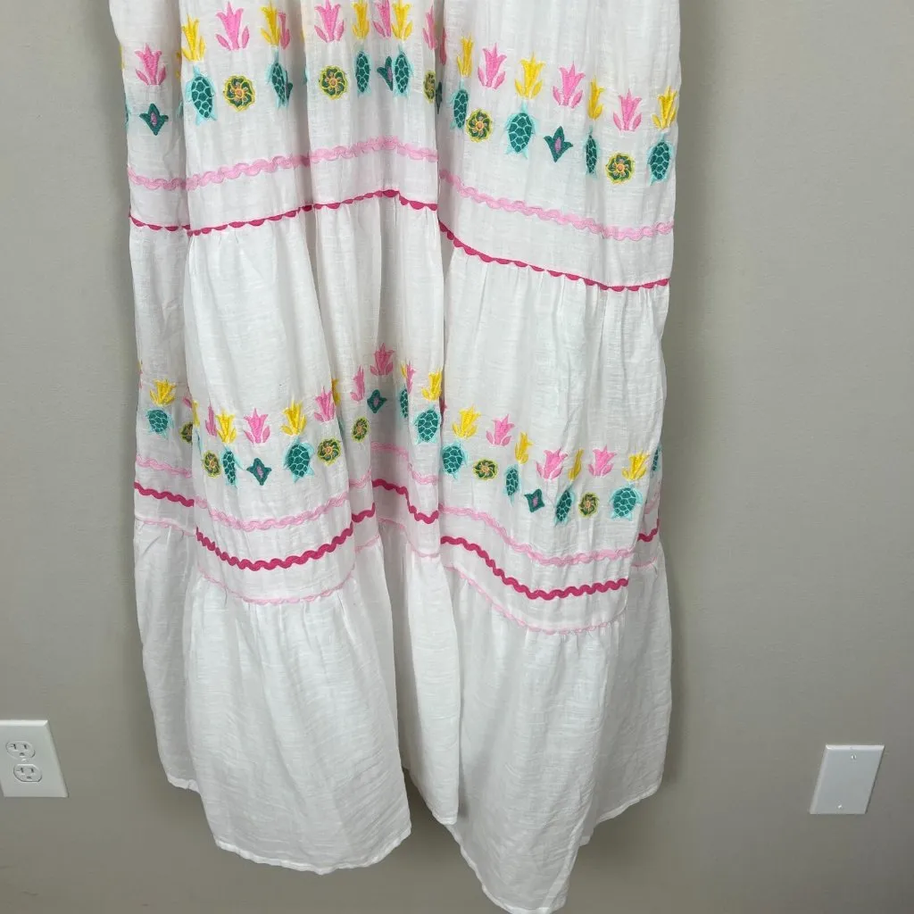 Simply Southern Maxi Dress Womens XXL White Embroidered Turtle Flowers‎ Boho New - Image 6