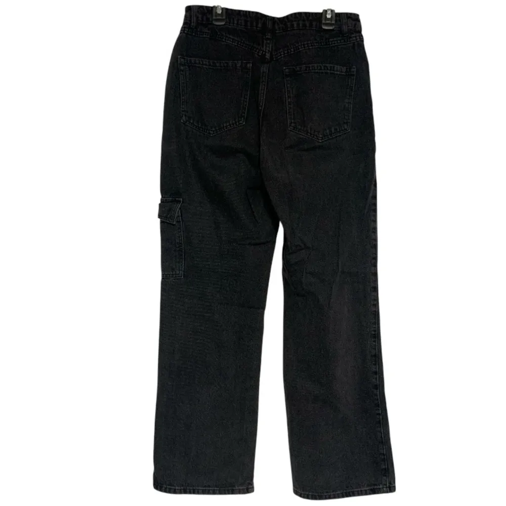 Forever 21 Cargo Denim Jeans Relaxed Straight Leg faded black women’s size 28 - Image 2