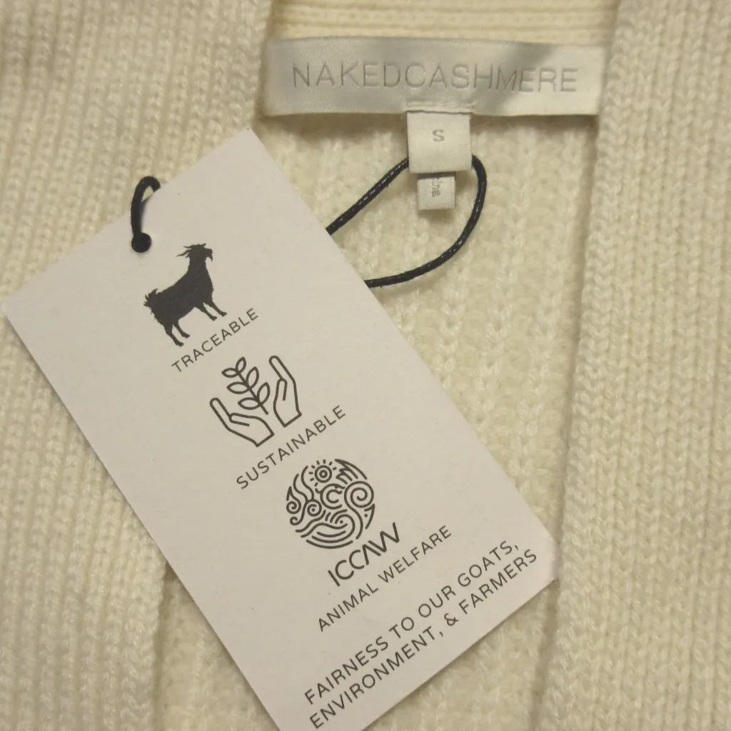 NWT NakedCashmere Cove Cardigan in Ecru Navy Stripe Cashmere Oversized Sweater S White - Image 5