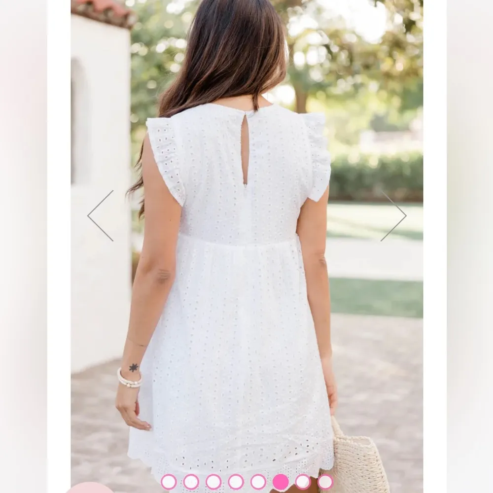 White Round Neck Romper Dress - Image 5