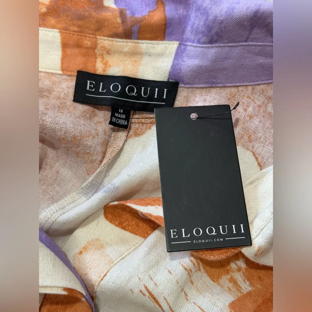 Eloquii Women's Abstract Print in Orange & Purple Jumpsuit Size 18 NWT - Image 9