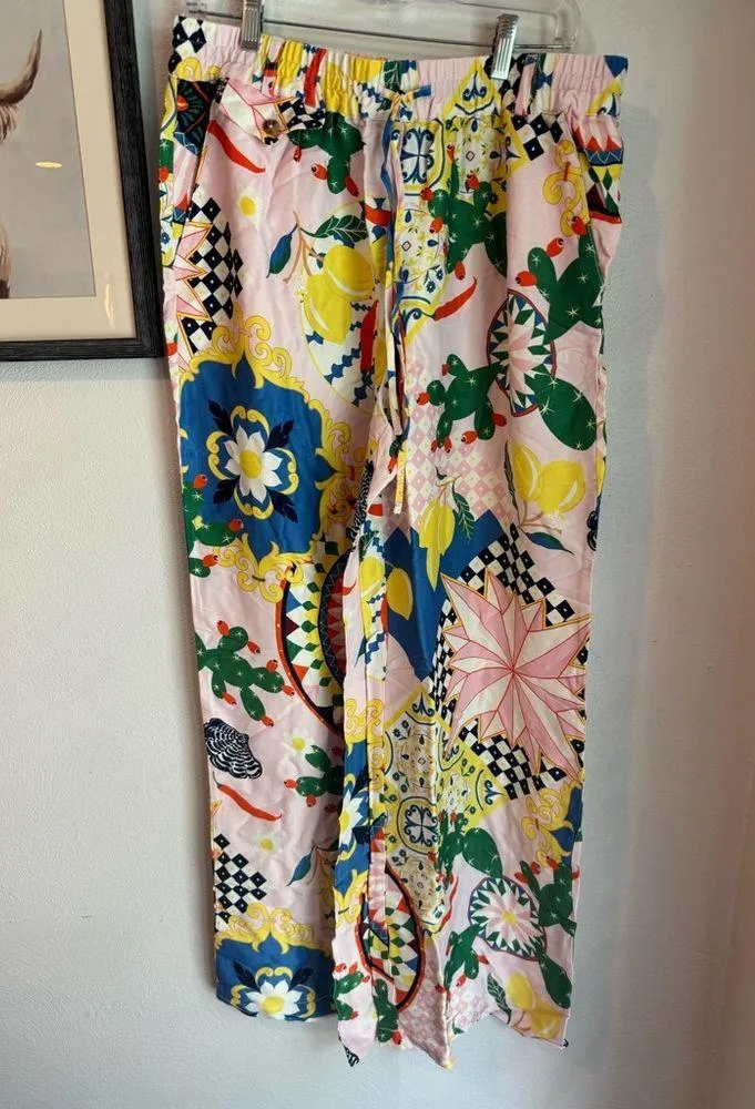 Maeve  Straight-Leg Pull on Silk Pants Multicolor - Image 4