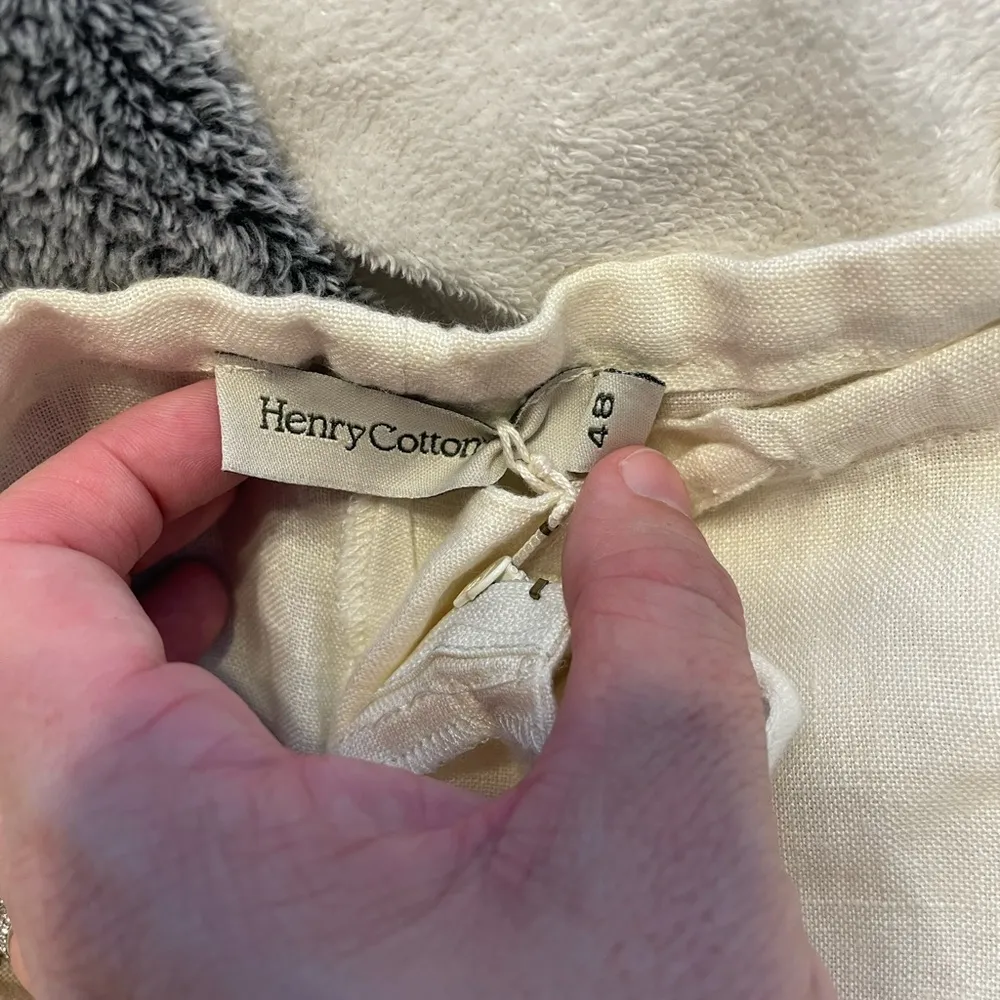 Henry cotton’s wide leg cropped linen pants natural size 48 NWT - Image 4