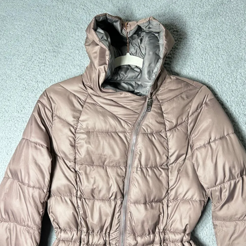 Kenneth Cole‎ Reaction Coat Womens XS Dusty Mauve Hooded Puffer Jacket Coat READ - Image 6