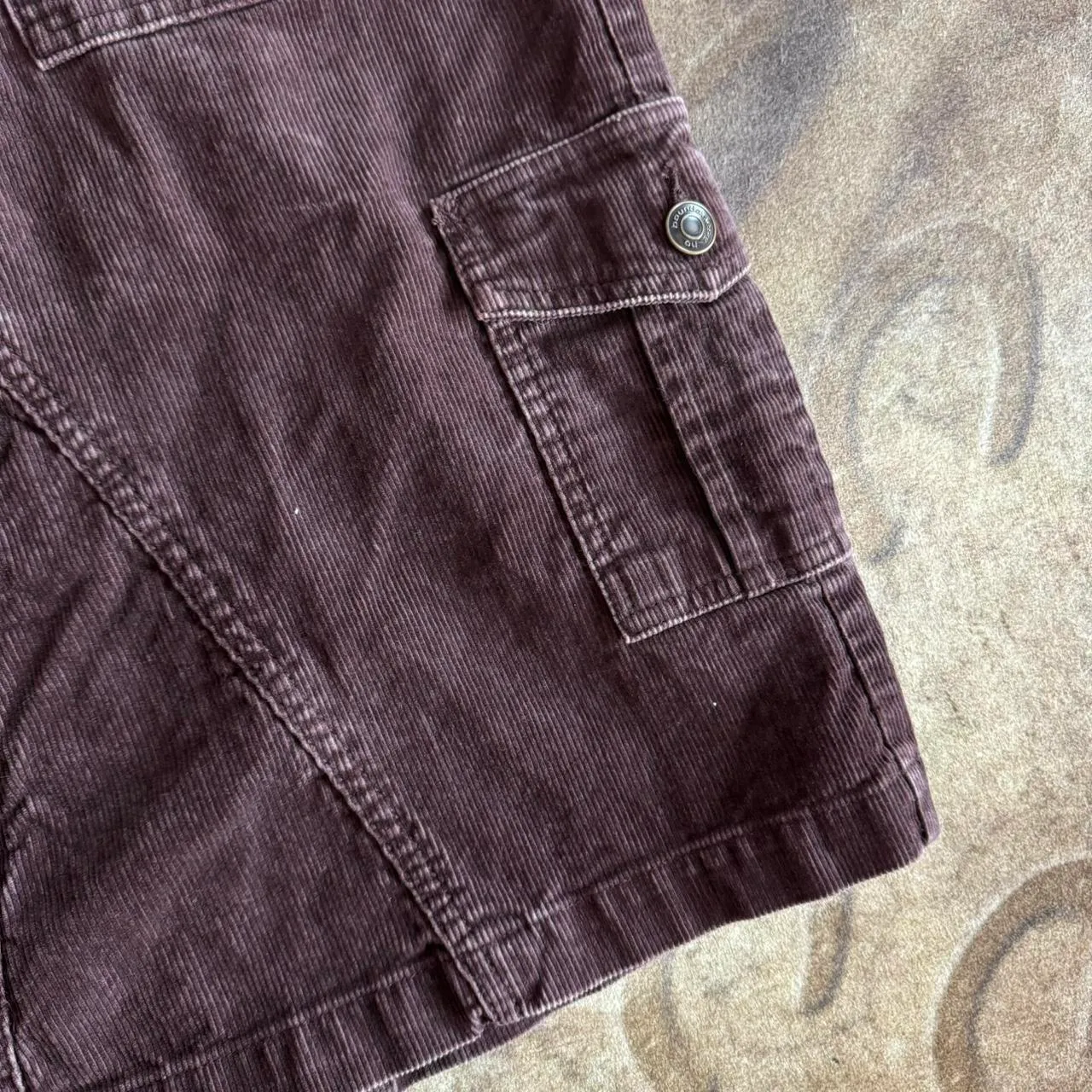 No Boundaries Plum Corduroy Grunge Cargo Midi Skirt - Image 3