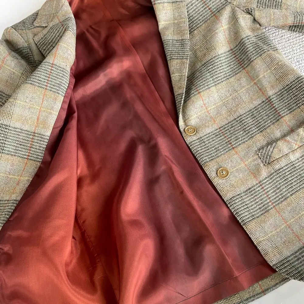 Vintage TU’s Sage Green Plaid Wool Blazer Size Vintage 6 - Image 6