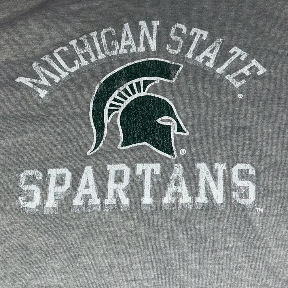 Original Retro Brand Michigan State Spartans Funnel Neck Pullover Sweatshirt Gray Size M - Image 4