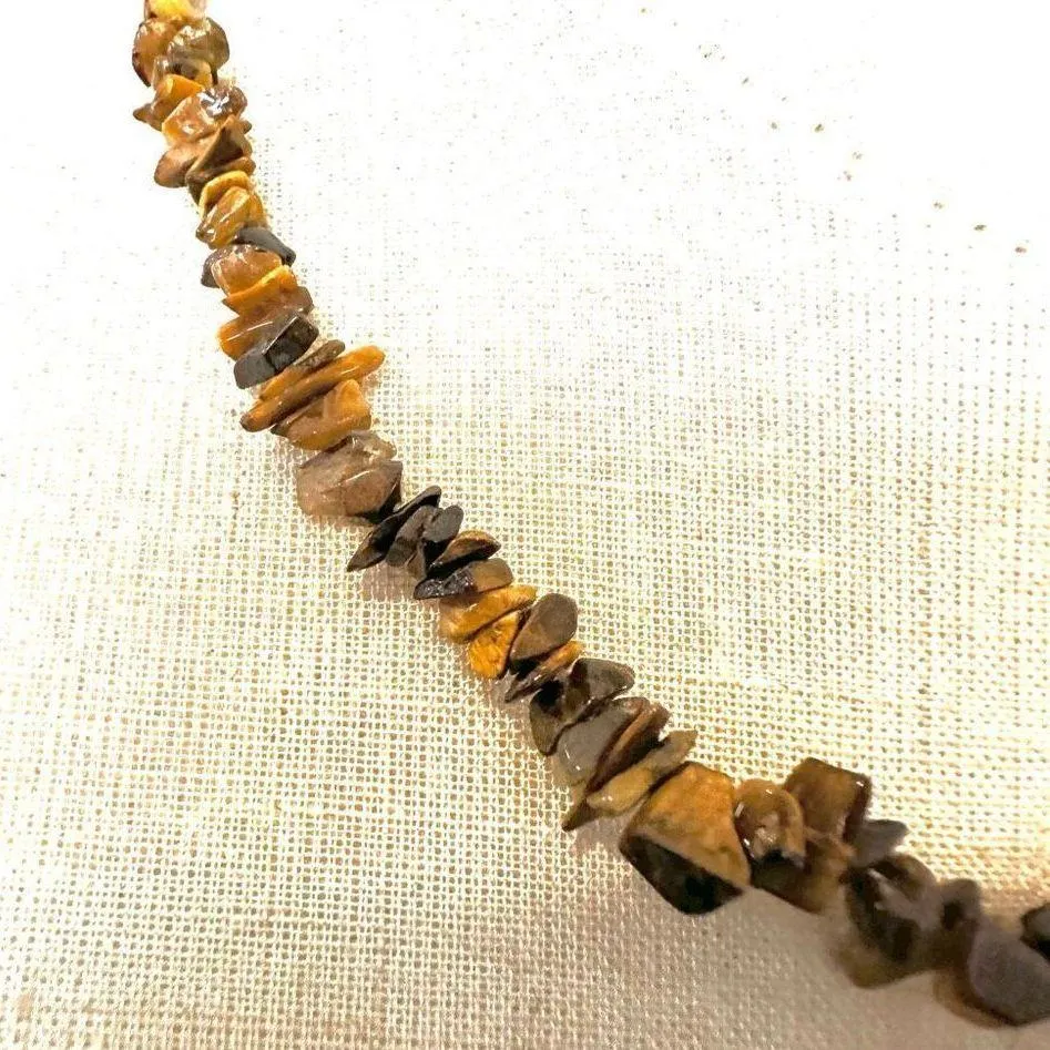 Goldstone and tigers eye chip beaded necklace Brown - Image 3