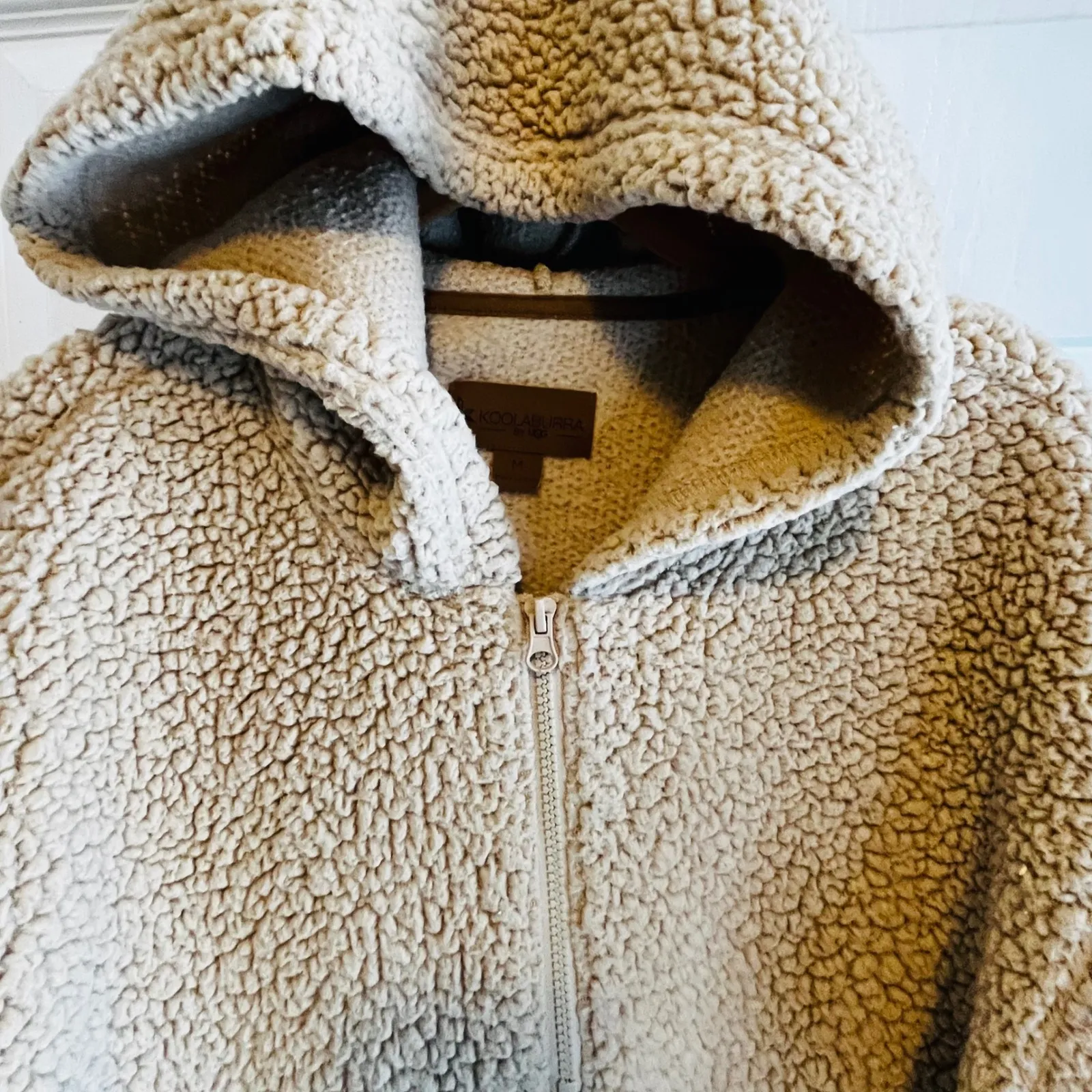 Koolaburra by UGG Sherpa Fleece Half Zip Hoodie Tan Size M - Image 11