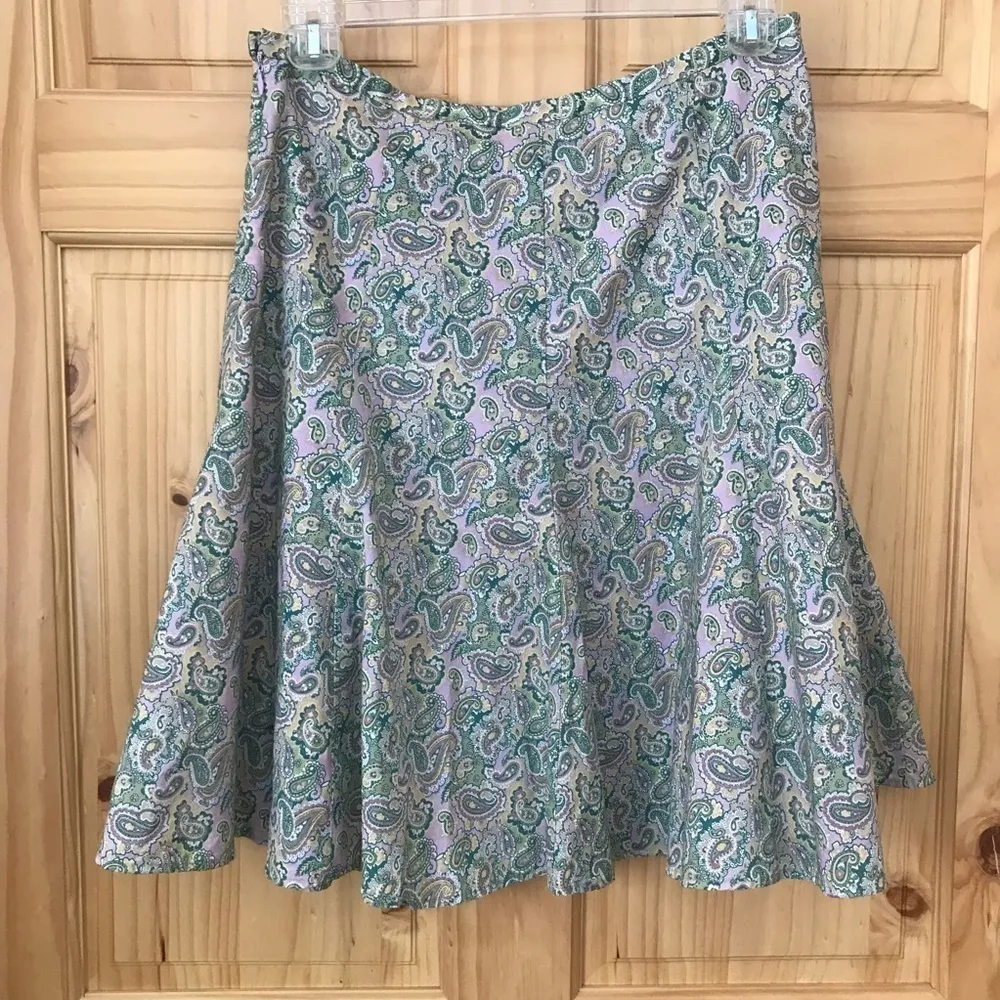 𝅺Villager Liz Claiborne pastel Paisley Print A-line Skirt Size 12 - Image 9