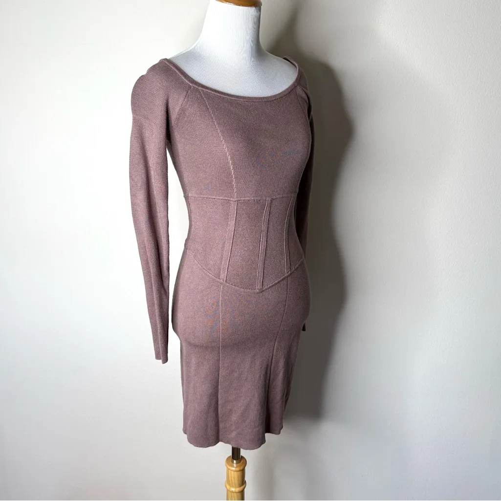 Abercrombie Taupe Off Shoulder Knit Corset Dress - Image 3