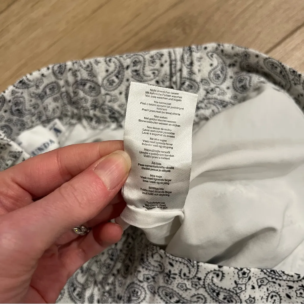 Annorlunda Blue White Paisley High Waisted Wide Leg Bandana Print Pant Size 6 - Image 8