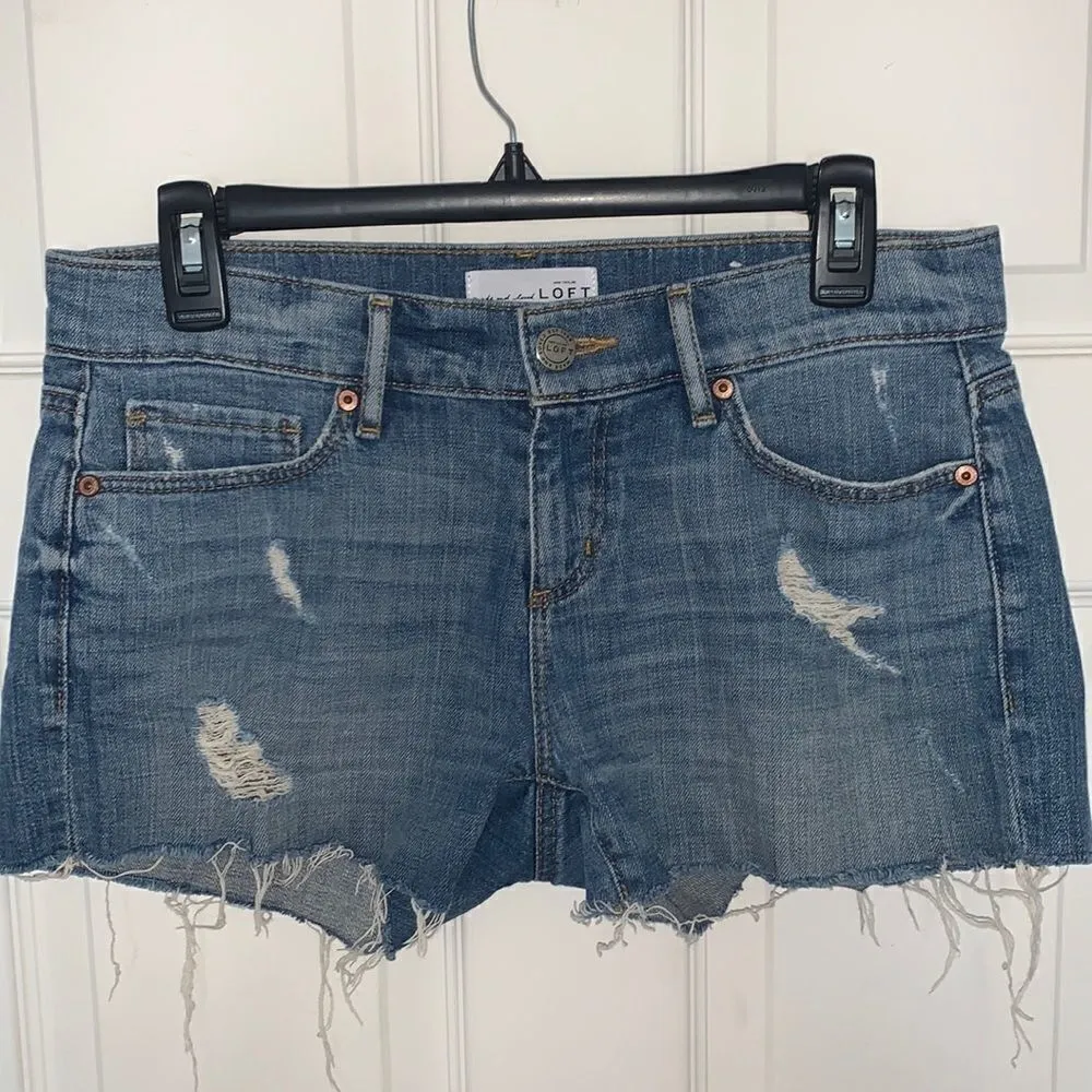 Loft Destroyed Denim Cut Off Shorts - Image 3