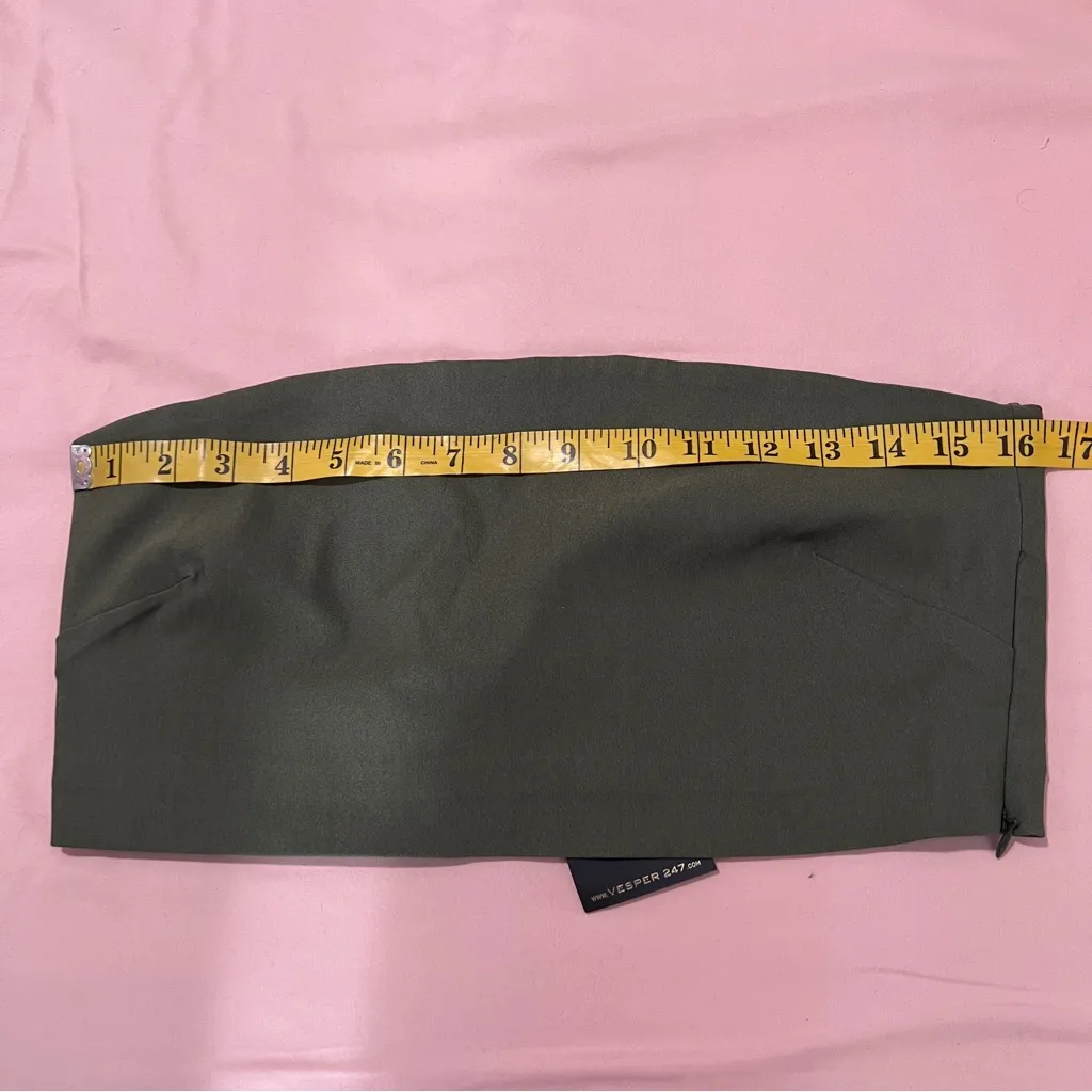 Vesper Olive Green Smooth‎ Stretch Strapless Crop Top Size 14 - Image 9