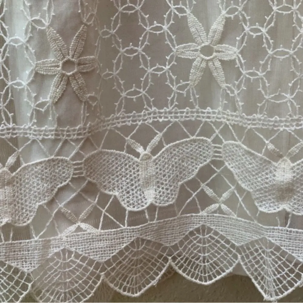 Anthropologie E by Eloise Ivory Lace Chemise Butterfly Dress S - Image 6