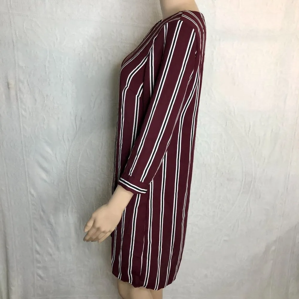 Vero Moda Maroon Striped Shift Dress - Image 2