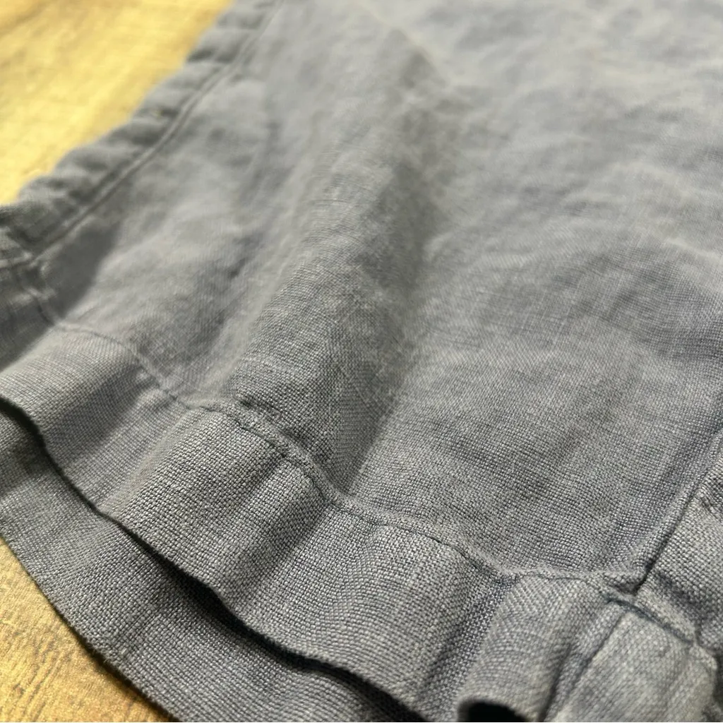 Pure Jill Linen Drawstring Large Pants Boho Relaxed Crop Smoky Blue Normcore Gray - Image 2