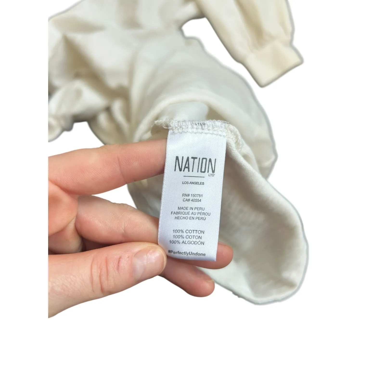 Nation LTD Bentley Utility Shirt Off White Cream Puff V Neck Button Front M - Image 9