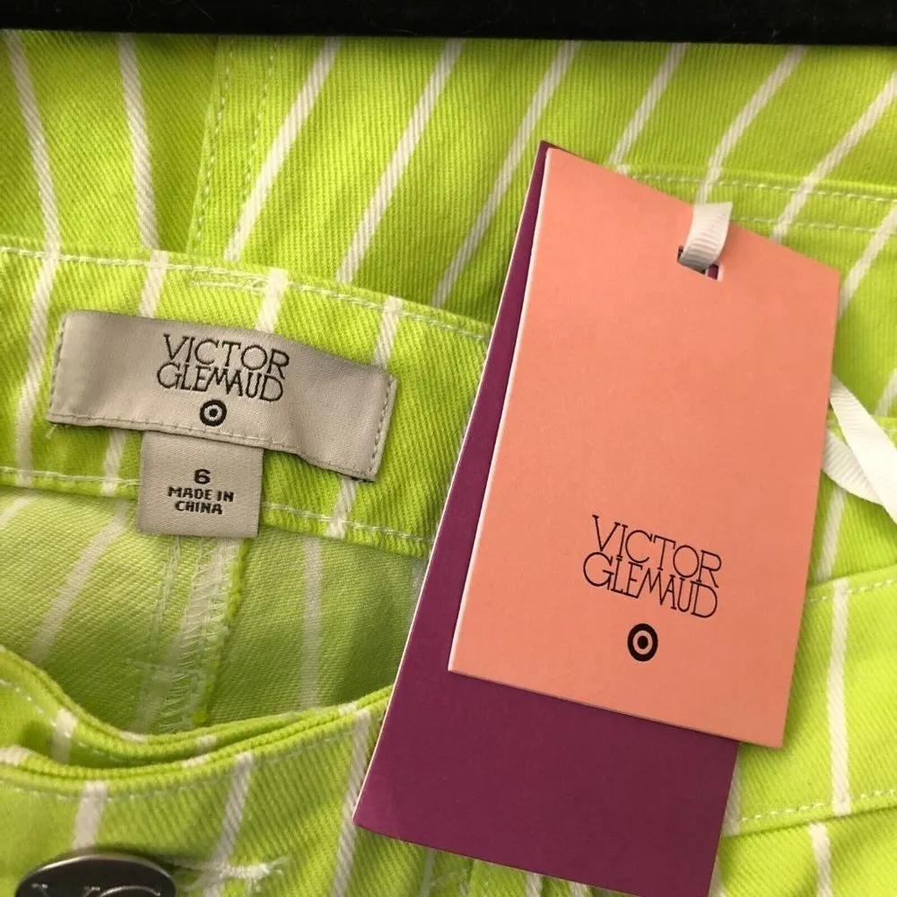 Victor Glemaud Target Womens Jeans High Waist Striped Green Size 6 - Image 3