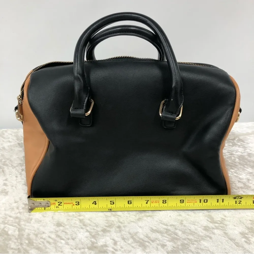 Aldo satchel bag with gold tone accents three toned color purse cream tan black - Image 5