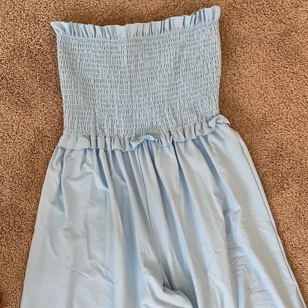 Revolve Susana Monaco smocked tube wide leg jumpsuit baby blue S - Image 5