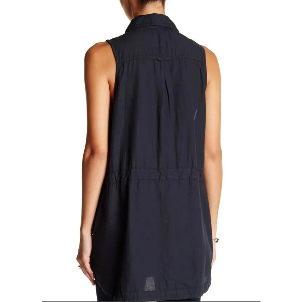 Too Far black Sleeveless Utility Long Tunic Vest Top oversized XS - Image 7