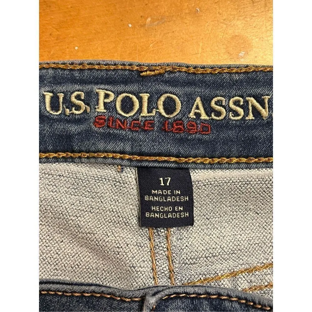 US POLO ASSN HIGH-RISE Skinny Jeans Med Wash size 17 (3491) - Image 7