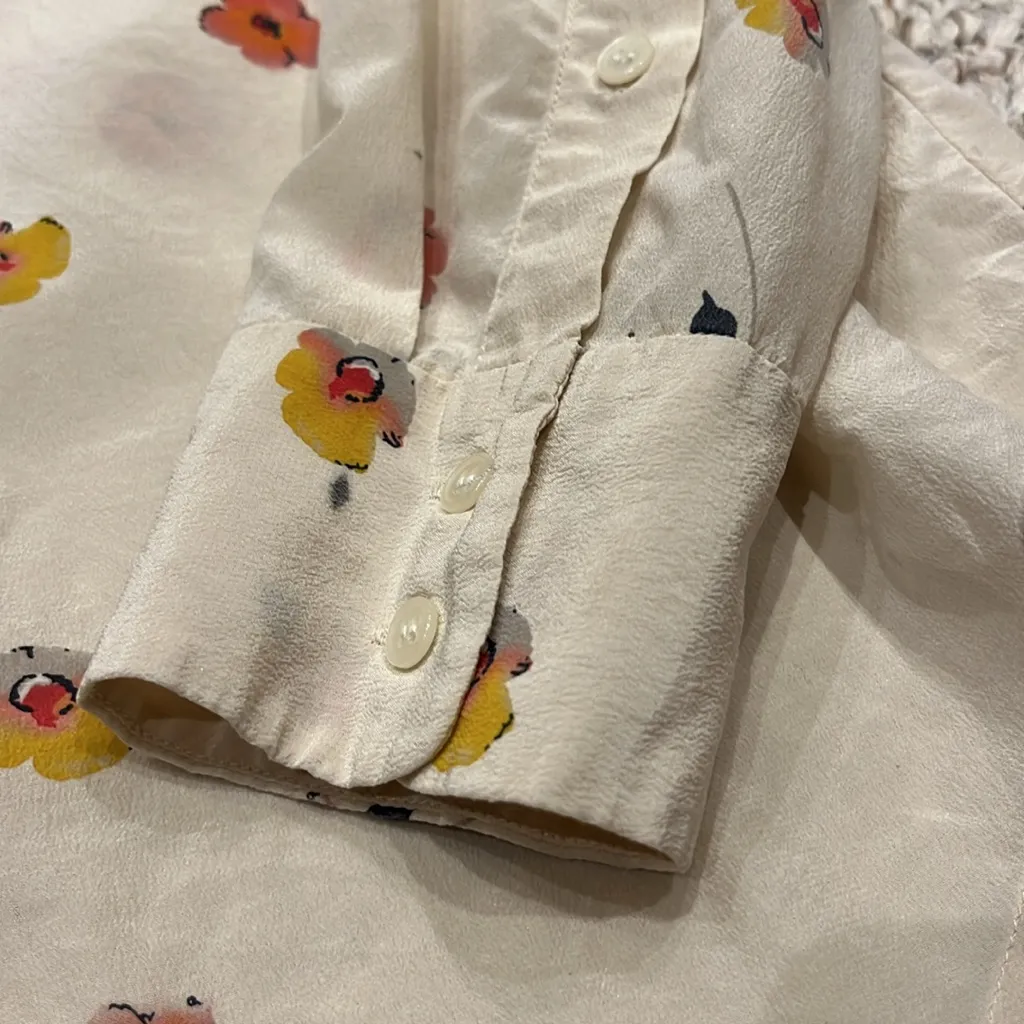 Madewell Floral Print Cream Button Up Blouse - Image 4