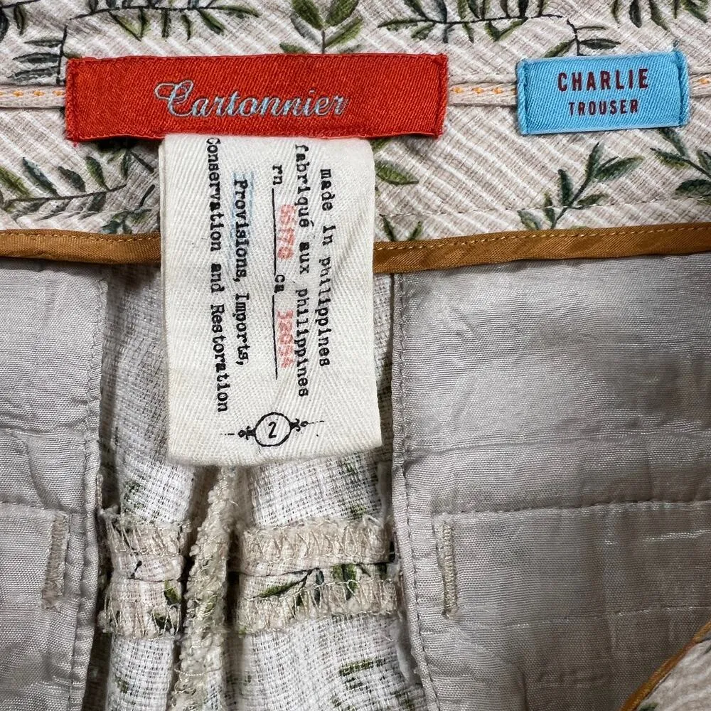 Anthropologie Cartonnier Charlie Trouser Pants Cropped Fern Print Size 2 Green - Image 6