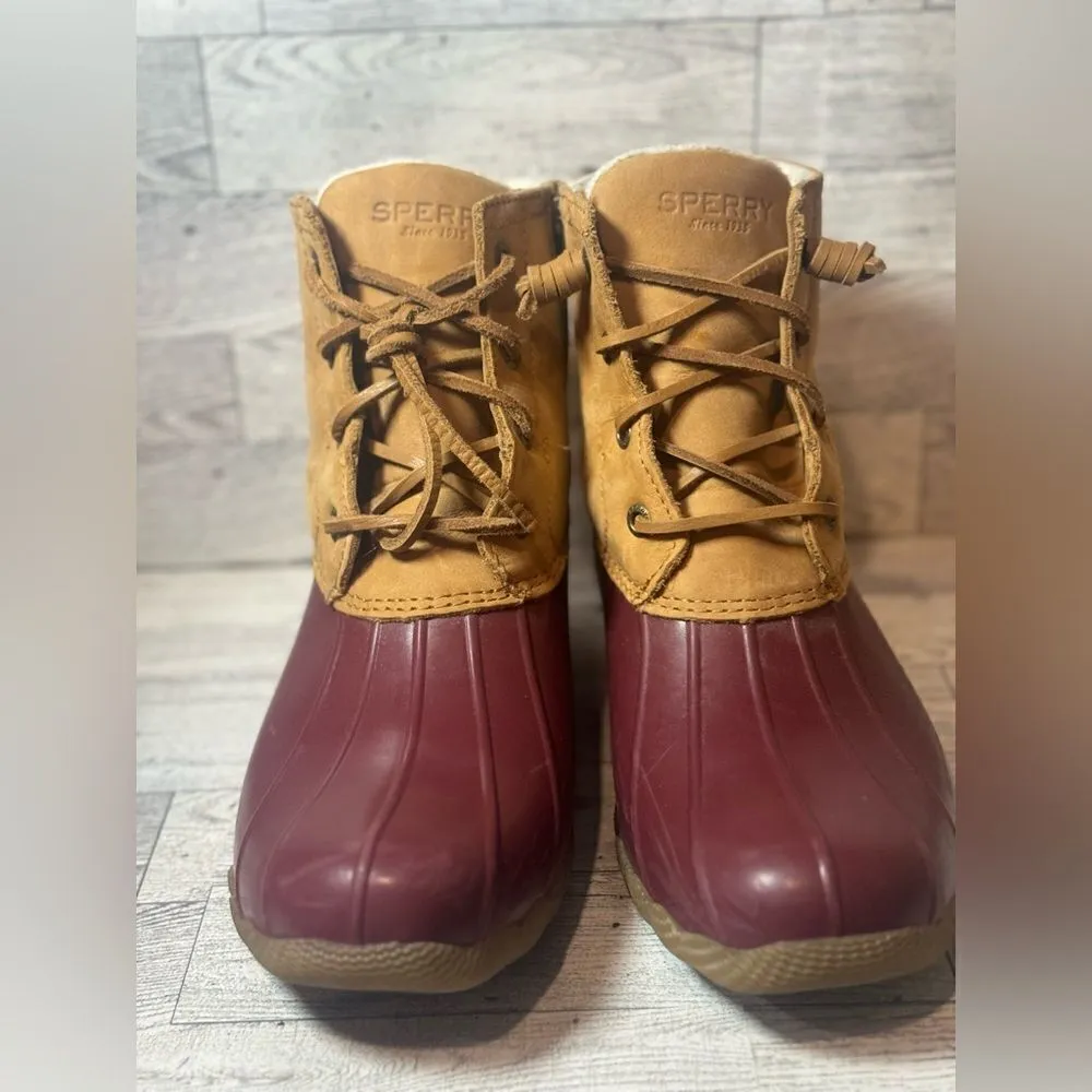Sperry Duck Boots‎ Dark Red and tan size 7.5 - Image 10